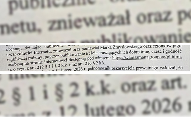 Notificación judicial - Sr. Zbigniew